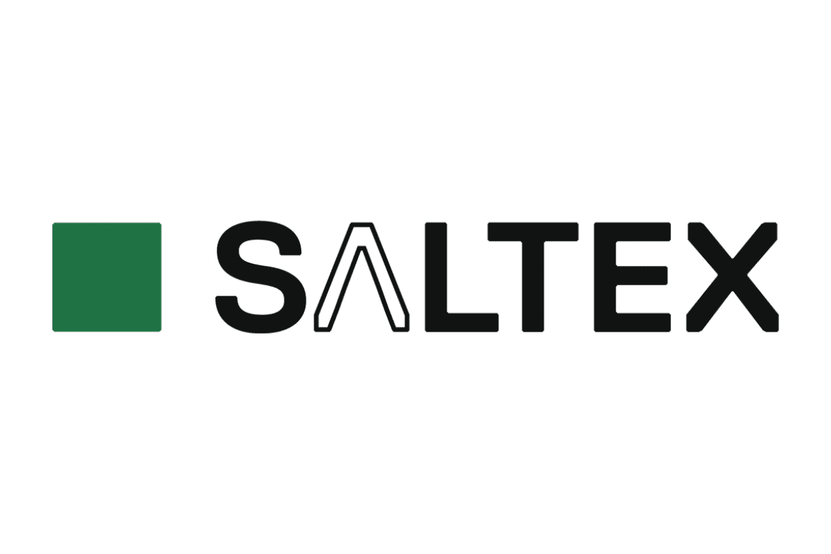 SALTEX exhibition logo with bold black lettering and a green square on the left.